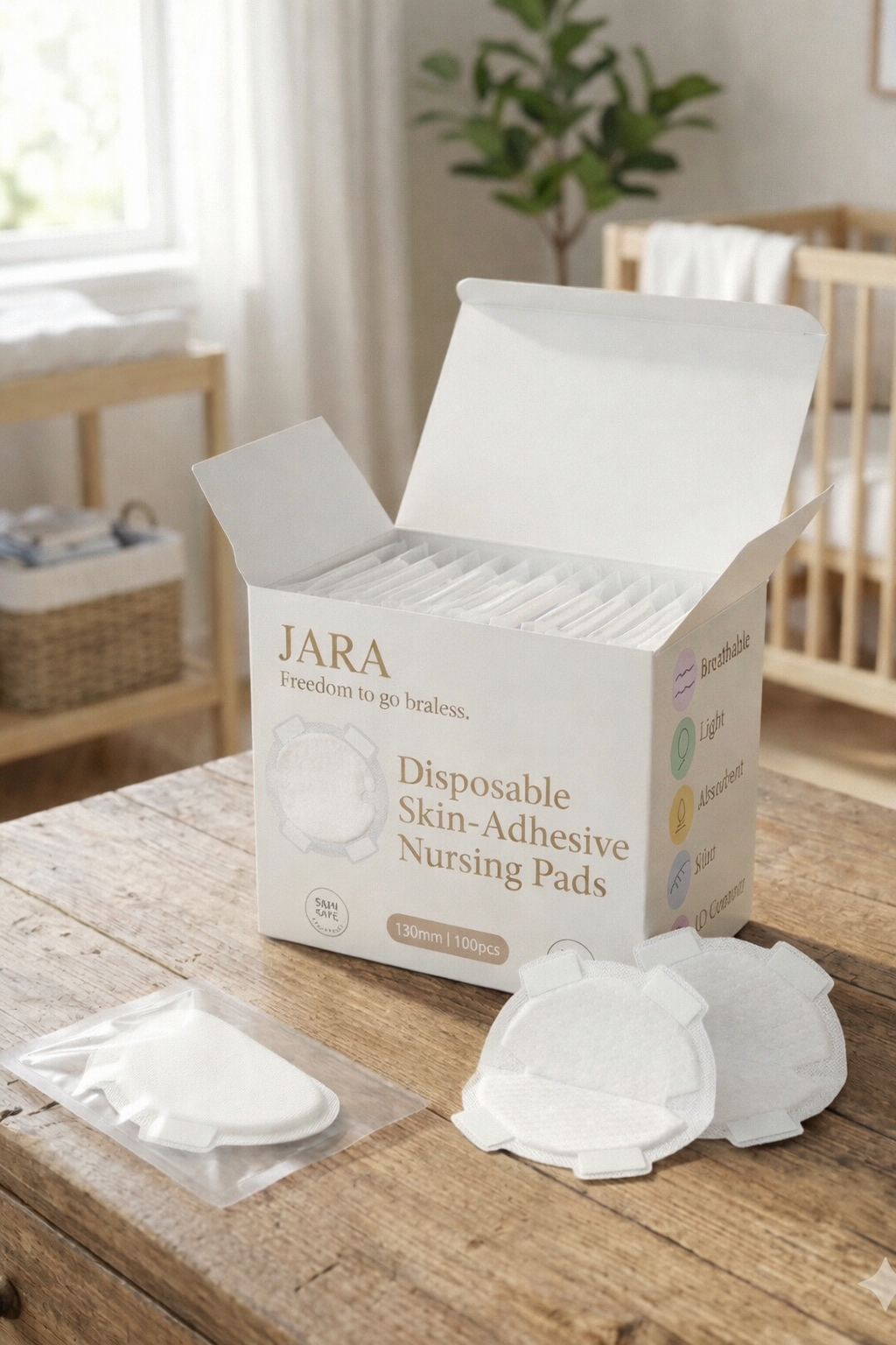 Disposable Skin-Adhesive Nursing Pad (100 pieces)